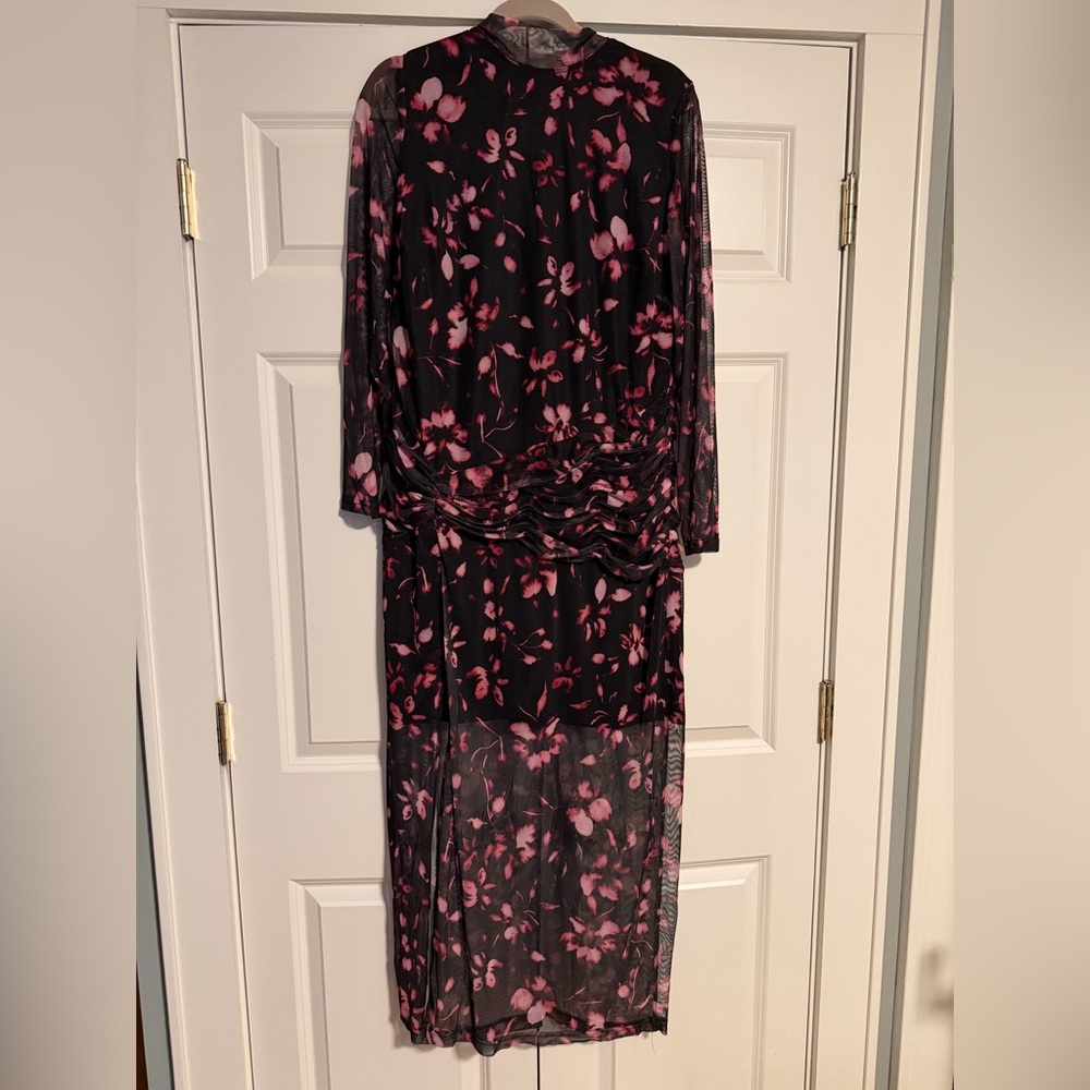 HUTCH Black and Pink Floral Sheer Maxi Dress - Picture 3 of 5
